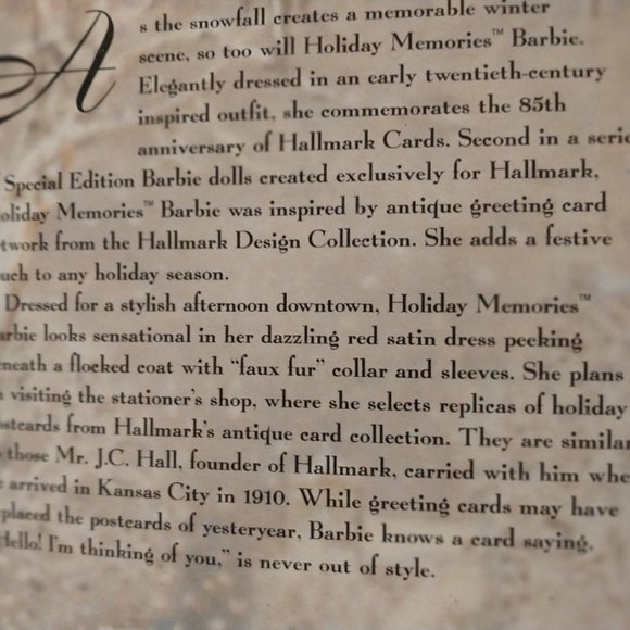 Special Edition Holiday Memories Barbie Doll 1995 - Picture 8 of 11